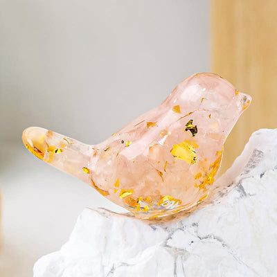 Olivenorma Vogelskulptur aus natürlichem Kristall, Edelsteindekoration - Rosenquarz - image 13