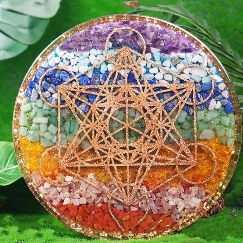 Olivenorma Metatrons Würfel-Chakra-Dekoration aus Kunstharz