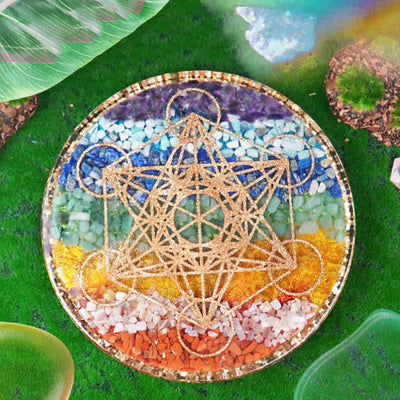 Olivenorma Metatrons Würfel-Chakra-Dekoration aus Kunstharz