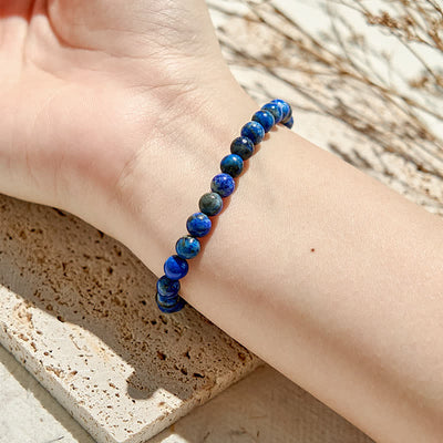 Olivenorma Armband aus natürlichen Lapislazuli-Perlen, 6 mm