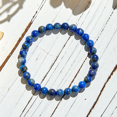 Olivenorma Armband aus natürlichen Lapislazuli-Perlen, 6 mm