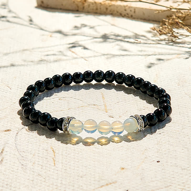 Olivenorma Armband mit Perlen aus natürlichem Obsidian-Opalit