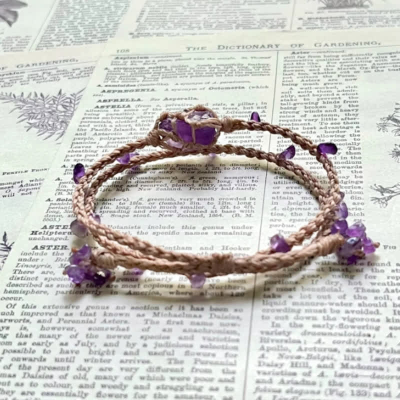 Olivenorma Geflochtenes Armband aus natürlichem Amethystkristall