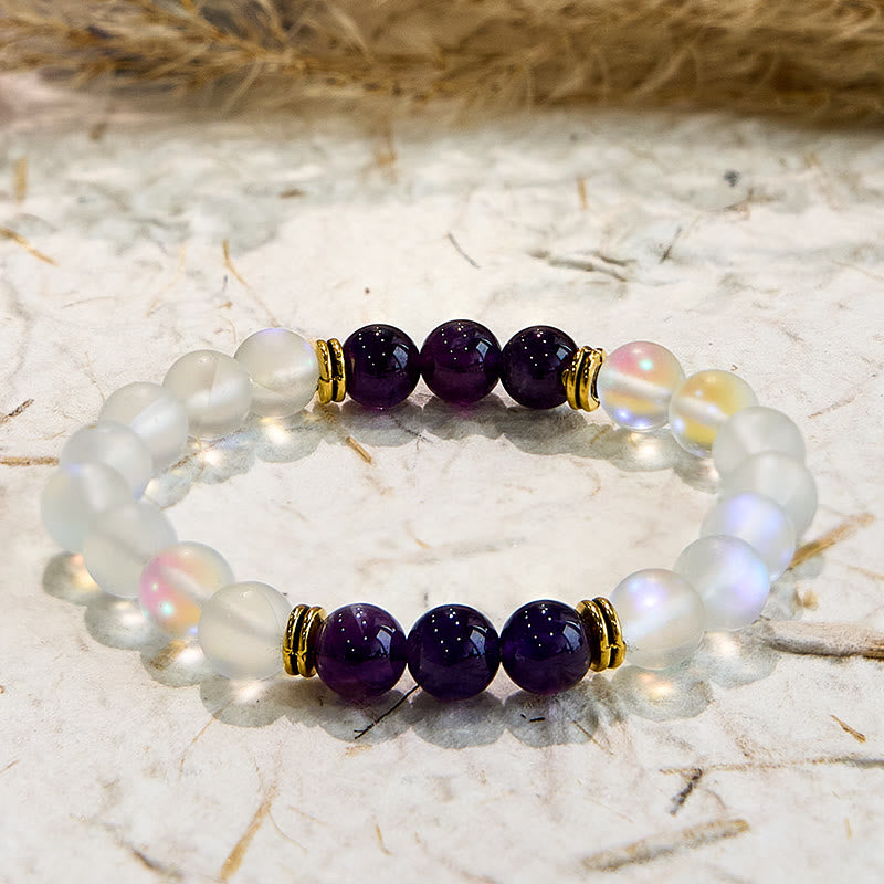 Olivenorma Armband mit mattiertem Glitzer und Engel-Aura-Quarz, natürlichem Edelstein