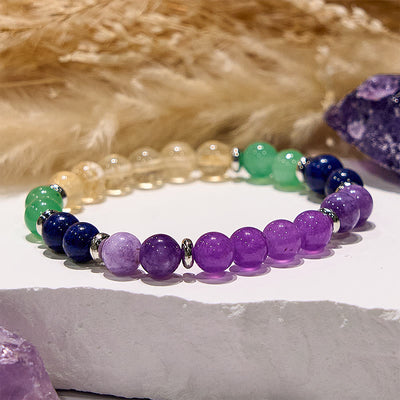 Olivenorma Amethyst Citrin Runde Edelstein Perlen Armband