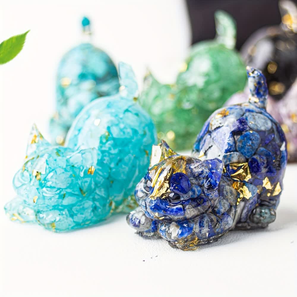 Olivenorma Verspielte Segens-Kristallkatzenfigur, Edelsteindekoration - image 76