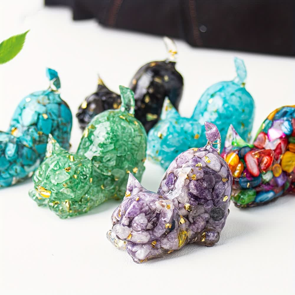 Olivenorma Verspielte Segens-Kristallkatzenfigur, Edelsteindekoration - image 2