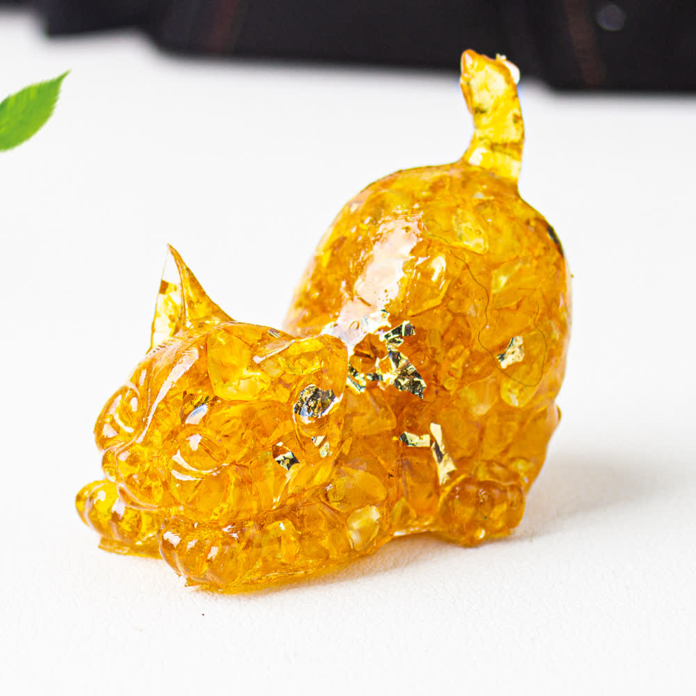 Olivenorma Verspielte Segens-Kristallkatzenfigur, Edelsteindekoration - Citrin - Mit Karte - image 11