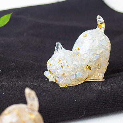 Olivenorma Verspielte Segens-Kristallkatzenfigur, Edelsteindekoration - Opalit - Mit Karte - image 41