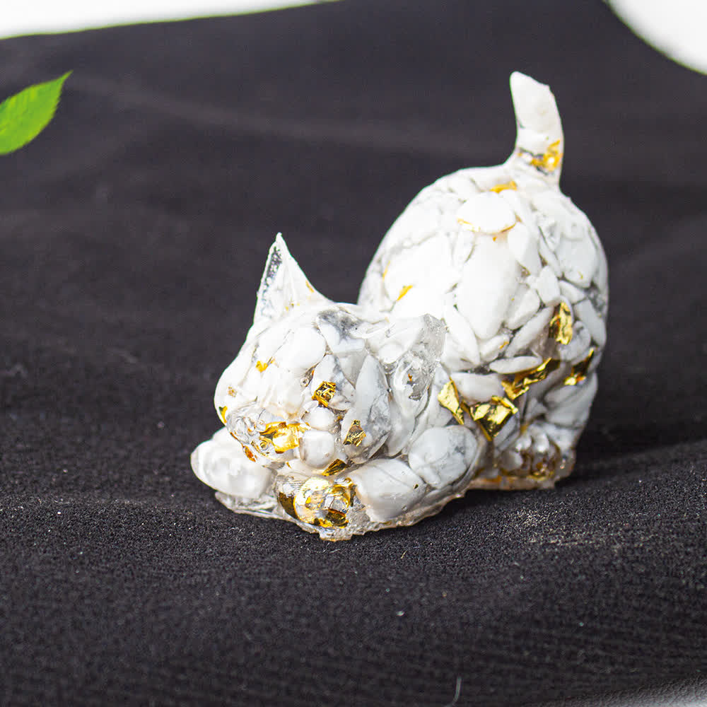 Olivenorma Verspielte Segens-Kristallkatzenfigur, Edelsteindekoration - Weißer Türkis - Mit Karte - image 65