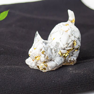 Olivenorma Verspielte Segens-Kristallkatzenfigur, Edelsteindekoration - Weißer Türkis - Mit Karte - image 65