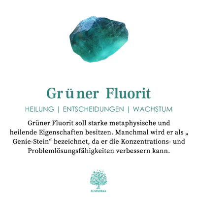 Olivenorma Geflochtenes Blumenarmband mit grünem Fluorit und Peridot-Stein