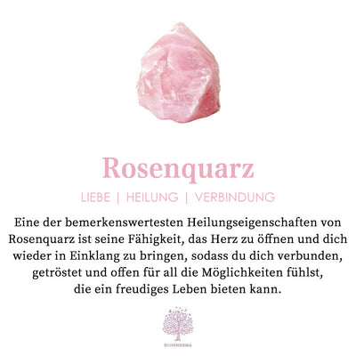 Olivenorma – handgefertigtes geflochtenes Blumenarmband aus Rosenquarz