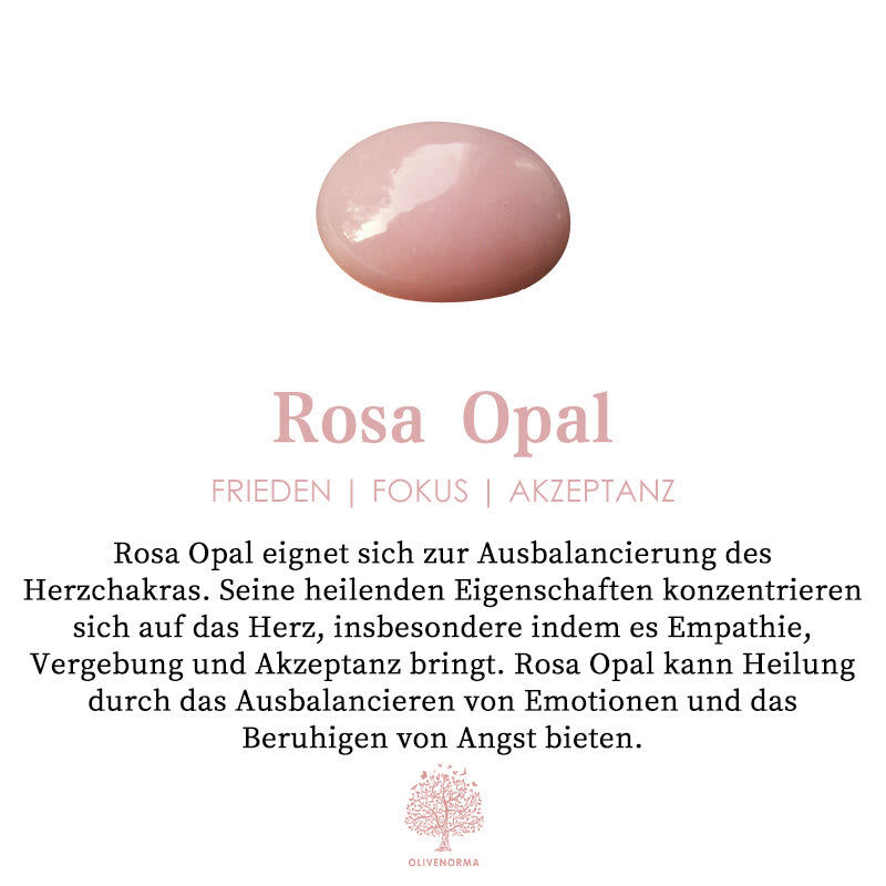 Olivenorma Armband mit Perlen aus klarem Kristall und rosa Opal