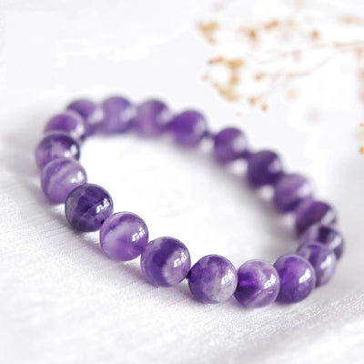 Olivenorma Natürliches Amethyst-Heilarmband mit runden Perlen