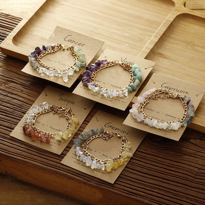 Olivenorma Armband mit Naturkiesperlen und Metallkette, Sternzeichen-Armband - image 0