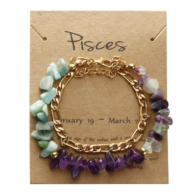 Olivenorma Armband mit Naturkiesperlen und Metallkette, Sternzeichen-Armband - Fische - image 12