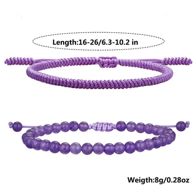 Olivenorma Geflochtenes Armband aus natürlichen Amethystperlen