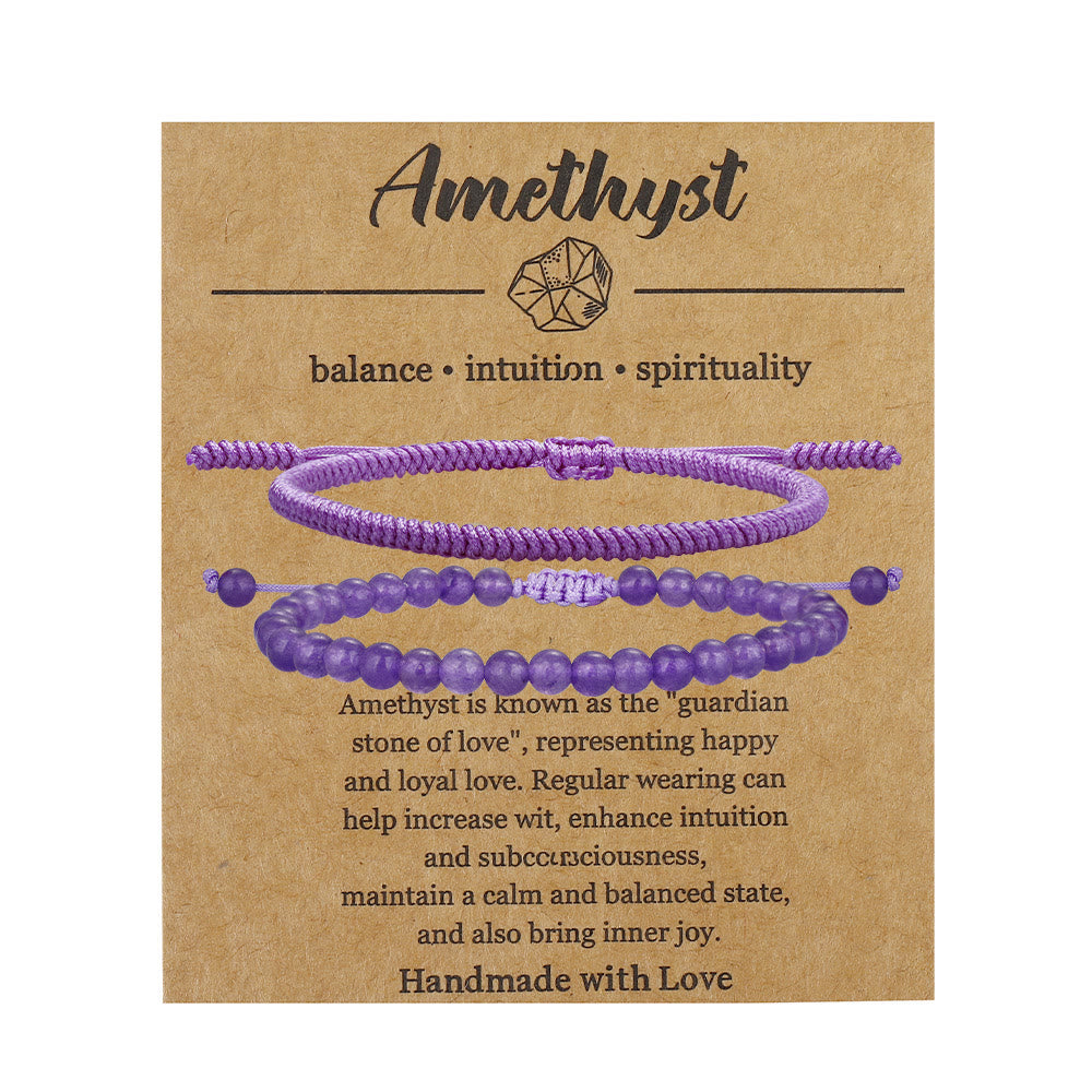 Olivenorma Geflochtenes Armband aus natürlichen Amethystperlen