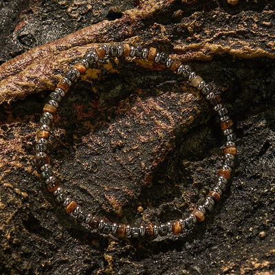 Olivenorma Roller Bead Tiger Eye Hämatit Perlenarmband