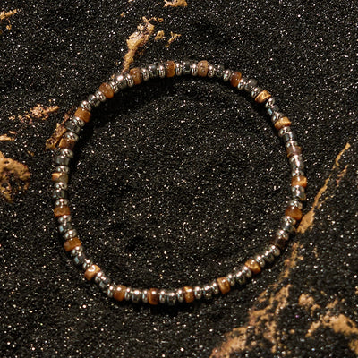 Olivenorma Roller Bead Tiger Eye Hämatit Perlenarmband