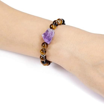 Olivenorma Armband aus natürlichem, rohem Amethyst, 8 mm