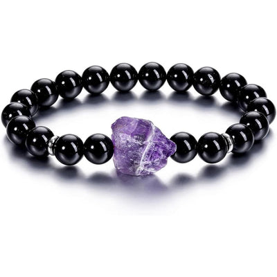 Olivenorma Armband aus natürlichem, rohem Amethyst, 8 mm