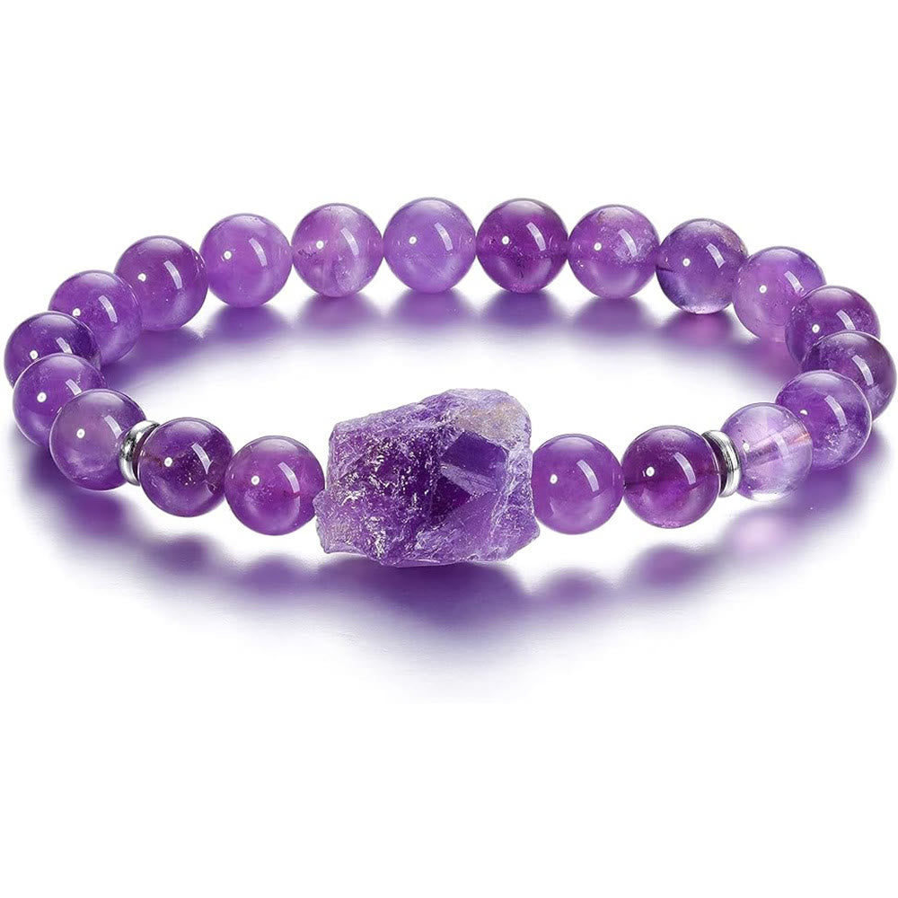 Olivenorma Armband aus natürlichem, rohem Amethyst, 8 mm