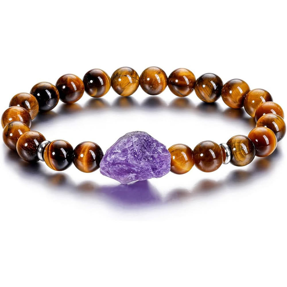 Olivenorma Armband aus natürlichem, rohem Amethyst, 8 mm