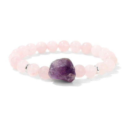 Olivenorma Armband aus natürlichem, rohem Amethyst, 8 mm