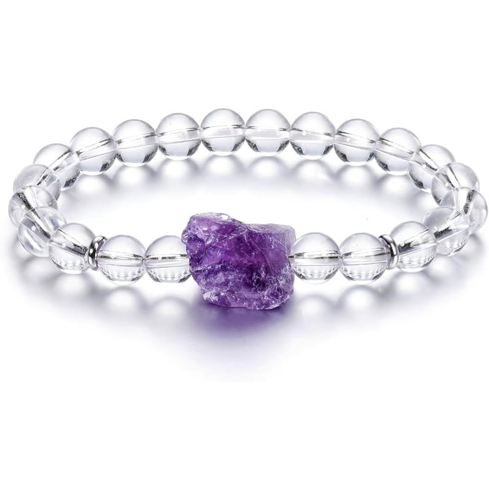 Olivenorma Armband aus natürlichem, rohem Amethyst, 8 mm