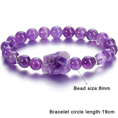 Olivenorma Armband aus natürlichem, rohem Amethyst, 8 mm