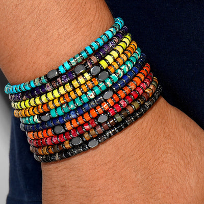 Olivenorma Bohemian-Armband mit Perlen aus natürlichem Kaiserstein