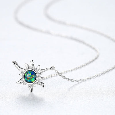 Olivenorma Opal Sonnenförmige 925 Sterling Silber Halskette