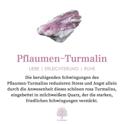 Olivenorma – Armband mit Perlen und Pflaumenturmalin-Anhänger mit Sternzeichen-Herz 