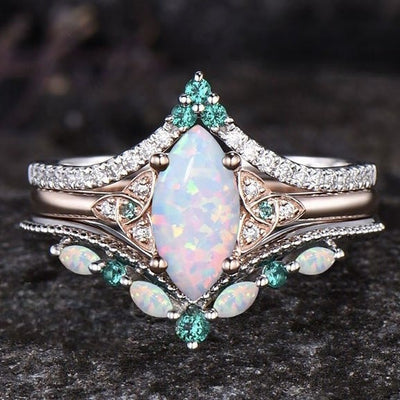 Olivenorma Eternal Glow Opal Versprechensring-Set