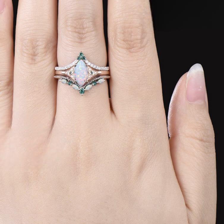 Olivenorma Eternal Glow Opal Versprechensring-Set