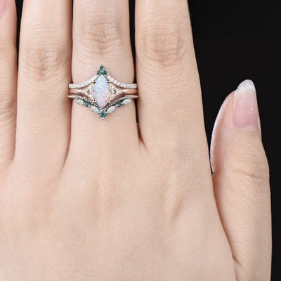 Olivenorma Eternal Glow Opal Versprechensring-Set
