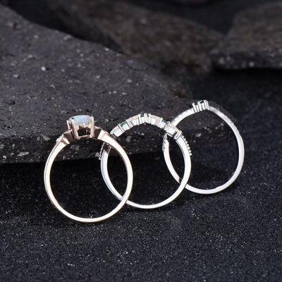 Olivenorma Eternal Glow Opal Versprechensring-Set