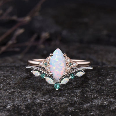 Olivenorma Eternal Glow Opal Versprechensring-Set