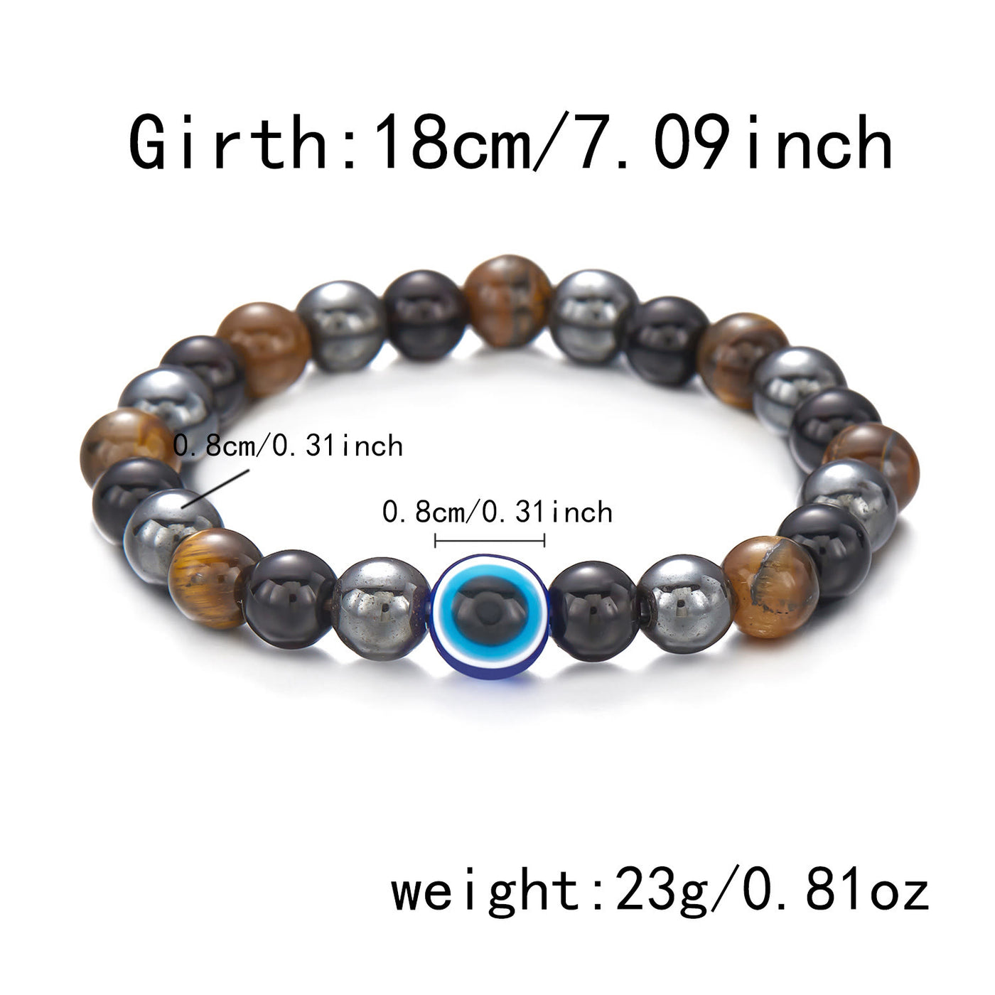 Olivenorma Armband mit Perlen aus natürlichem schwarzen Onyx und bösem Blick