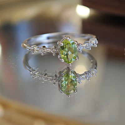 Olivenorma Halskette und Ring aus Sterlingsilber mit natürlichem Peridot