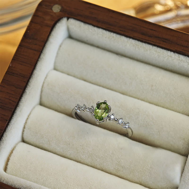 Olivenorma Halskette und Ring aus Sterlingsilber mit natürlichem Peridot