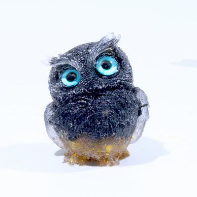 Olivenorma Kristall-Eulenfigur – Edelstein-Dekoration - Obsidian und Rutilquarz - 2,08 Zoll (L) * 1,57 Zoll (Breite) * 1,45 Zoll (Höhe) - image 88