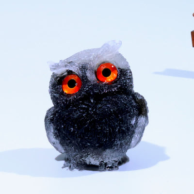 Olivenorma Kristall-Eulenfigur – Edelstein-Dekoration - Klarer Kristall & Obsidian - 2,08 Zoll (L) * 1,57 Zoll (Breite) * 1,45 Zoll (Höhe) - image 85