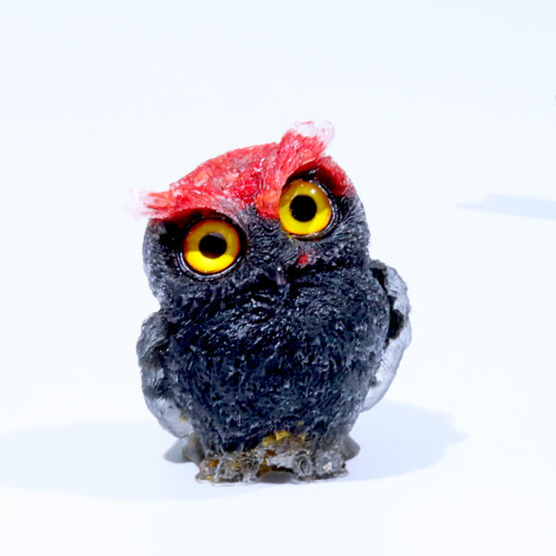 Olivenorma Kristall-Eulenfigur – Edelstein-Dekoration - Rote Koralle & Obsidian - 2,08 Zoll (L) * 1,57 Zoll (Breite) * 1,45 Zoll (Höhe) - image 87