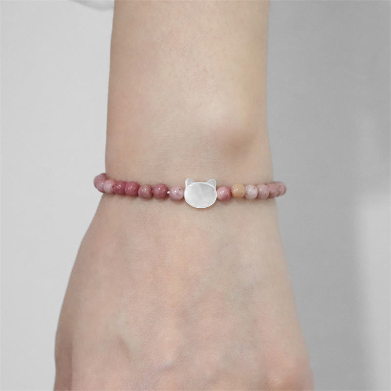 Armband aus Olivenorma -Perlmutt-Kätzchen, 4 mm, Natursteinperlen