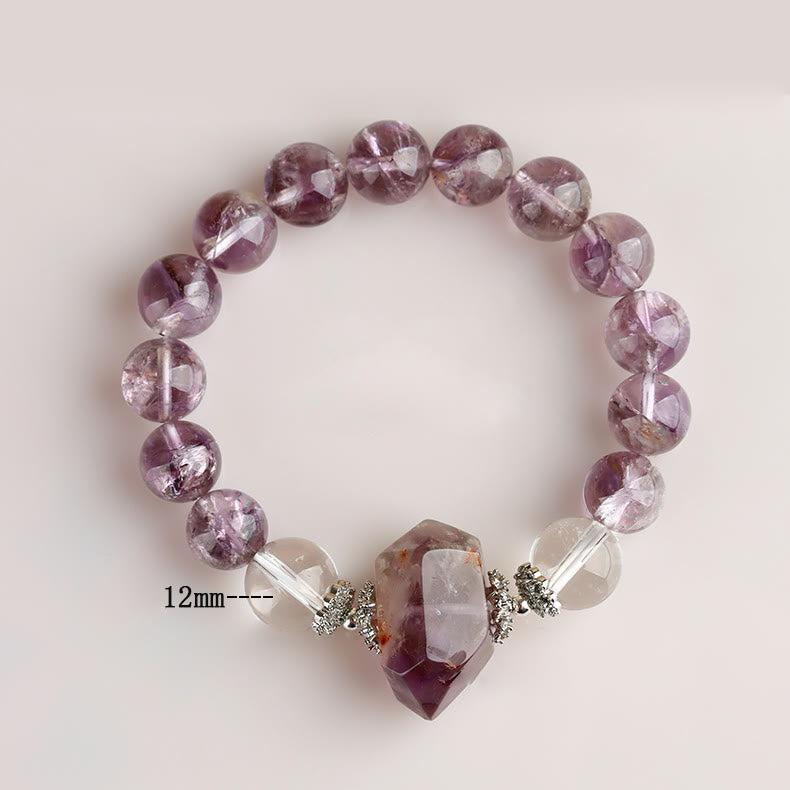 Olivenorma Armband mit Perlen aus natürlichem, klarem Amethyst-Kristall, 12 mm