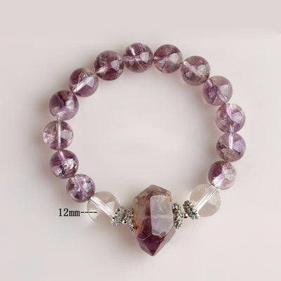 Olivenorma Armband mit Perlen aus natürlichem, klarem Amethyst-Kristall, 12 mm