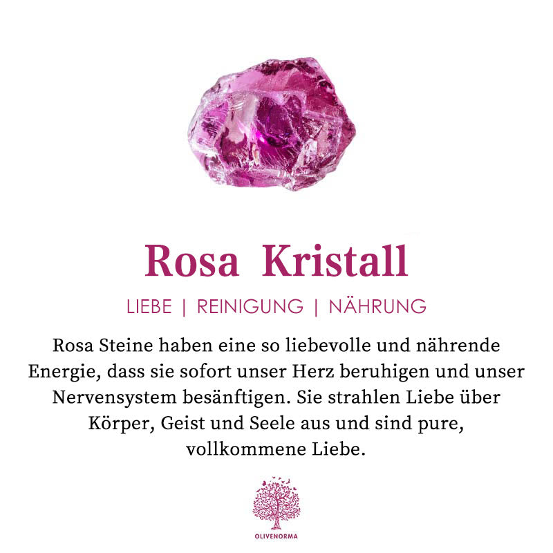 Olivenorma Halskette mit Perlen und Herzanhänger aus rosa Naturedelstein